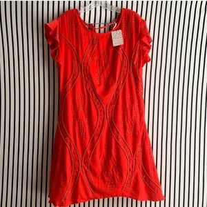 Free People | Silver Beaded Keyhole Midi Dress